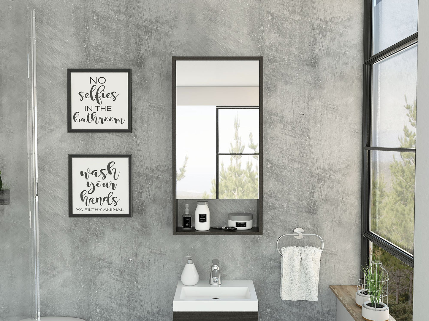Medicine Cabinet Irvine, One External Shelf, Black Wengue Finish image 8
