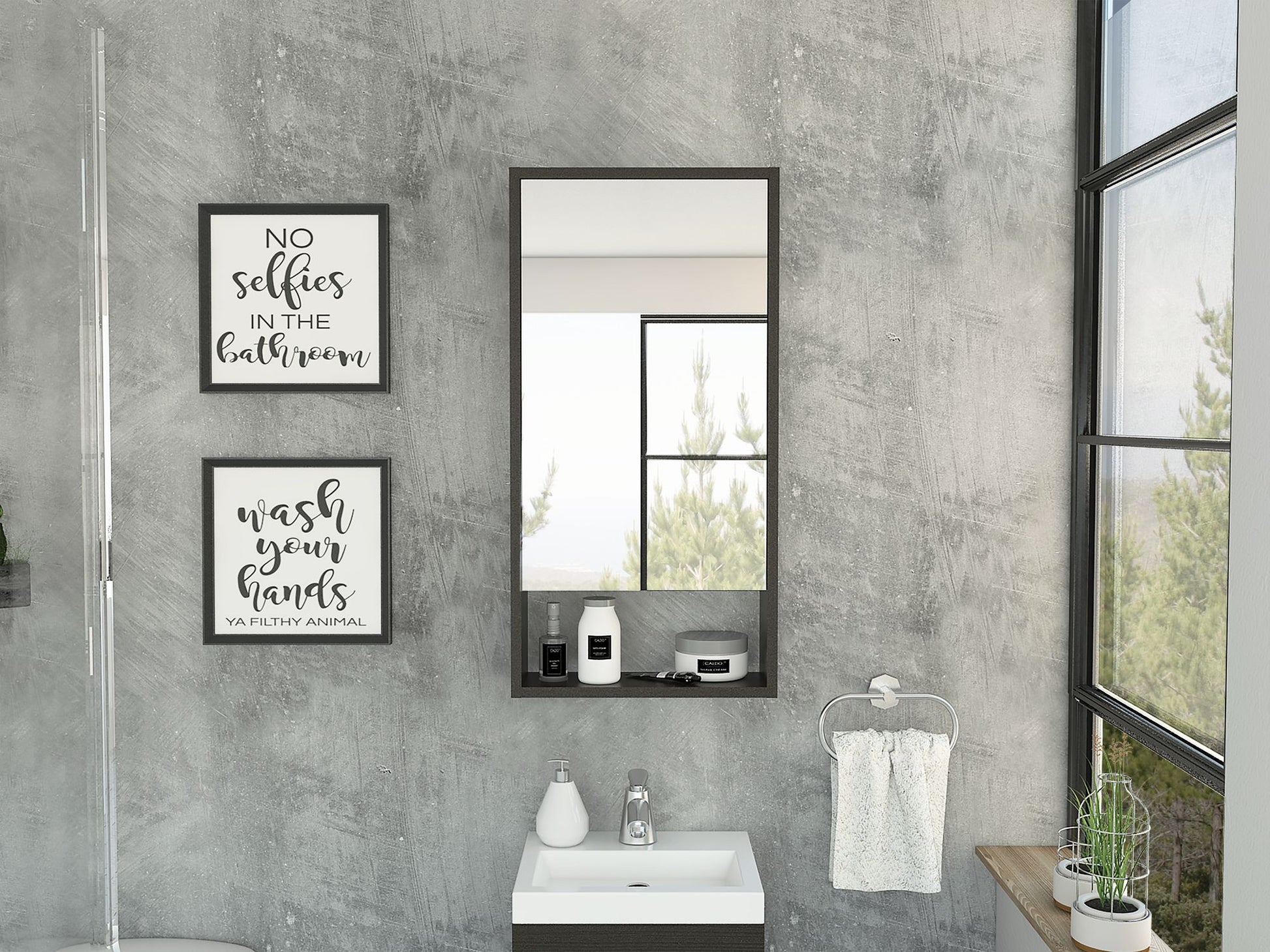 Medicine Cabinet Irvine, One External Shelf, Black Wengue Finish image 8