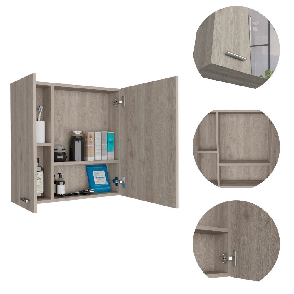 Medicine Cabinet Prague, Four Internal Shelves, Single Door, Light Gray Finish image 14