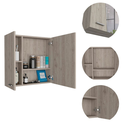 Medicine Cabinet Prague, Four Internal Shelves, Single Door, Light Gray Finish image 14