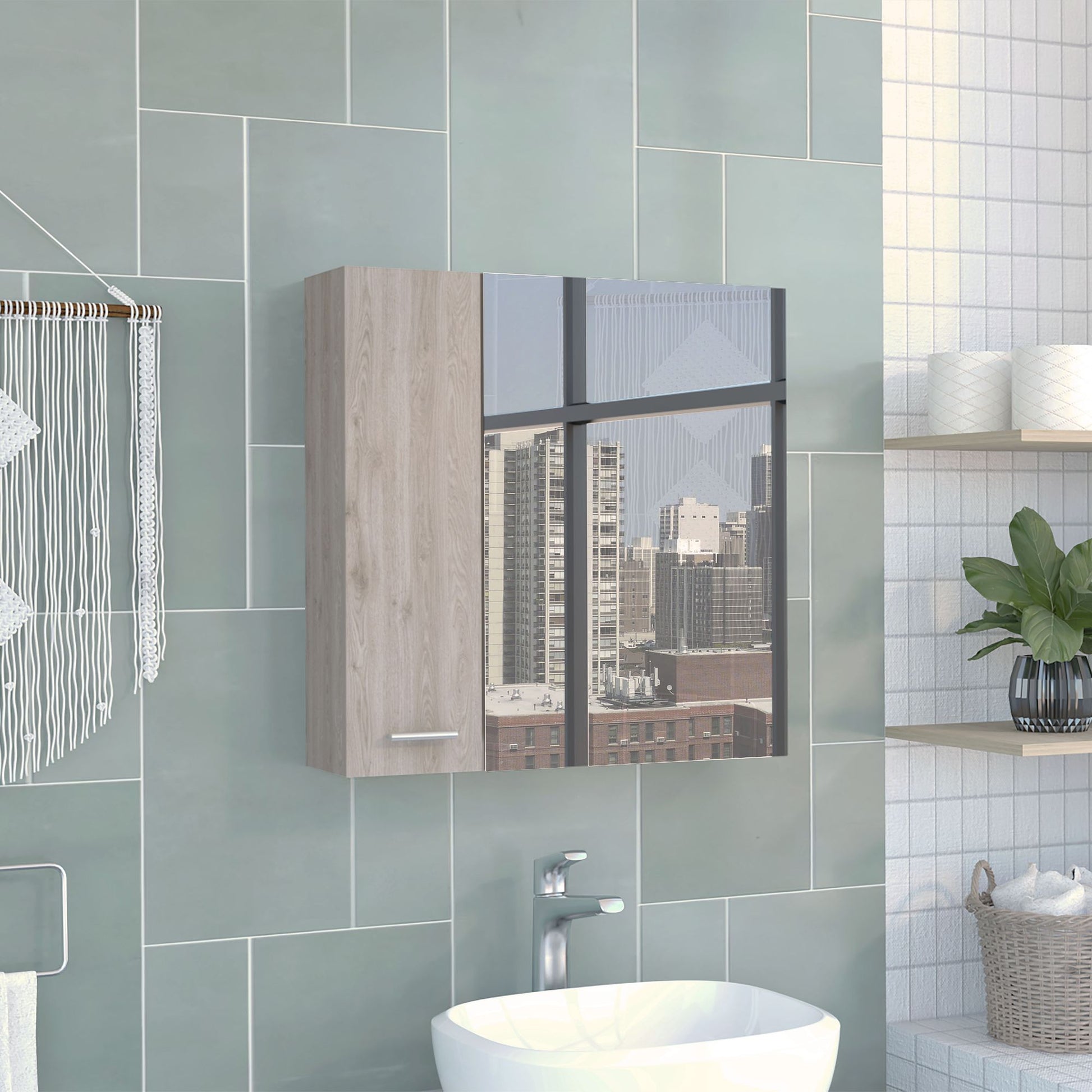 Medicine Cabinet Prague, Four Internal Shelves, Single Door, Light Gray Finish image 5