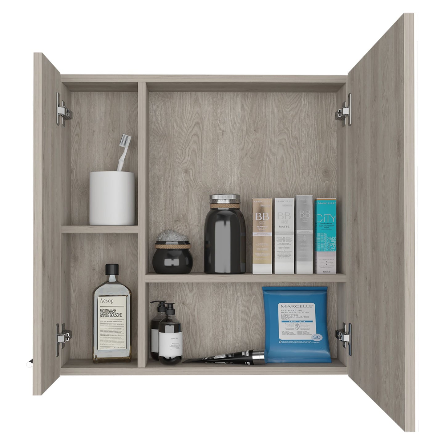 Medicine Cabinet Prague, Four Internal Shelves, Single Door, Light Gray Finish image 2