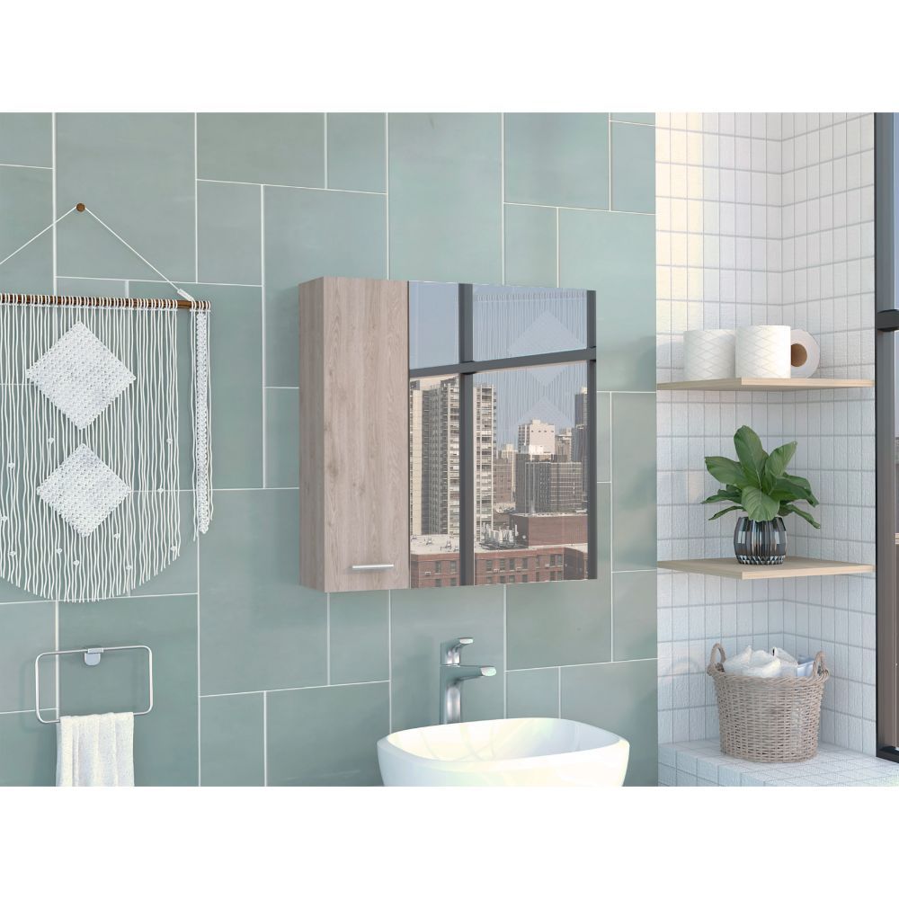 Medicine Cabinet Prague, Four Internal Shelves, Single Door, Light Gray Finish image 10