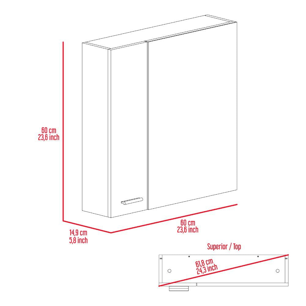 Medicine Cabinet Prague, Four Internal Shelves, Single Door, Light Gray Finish image 9