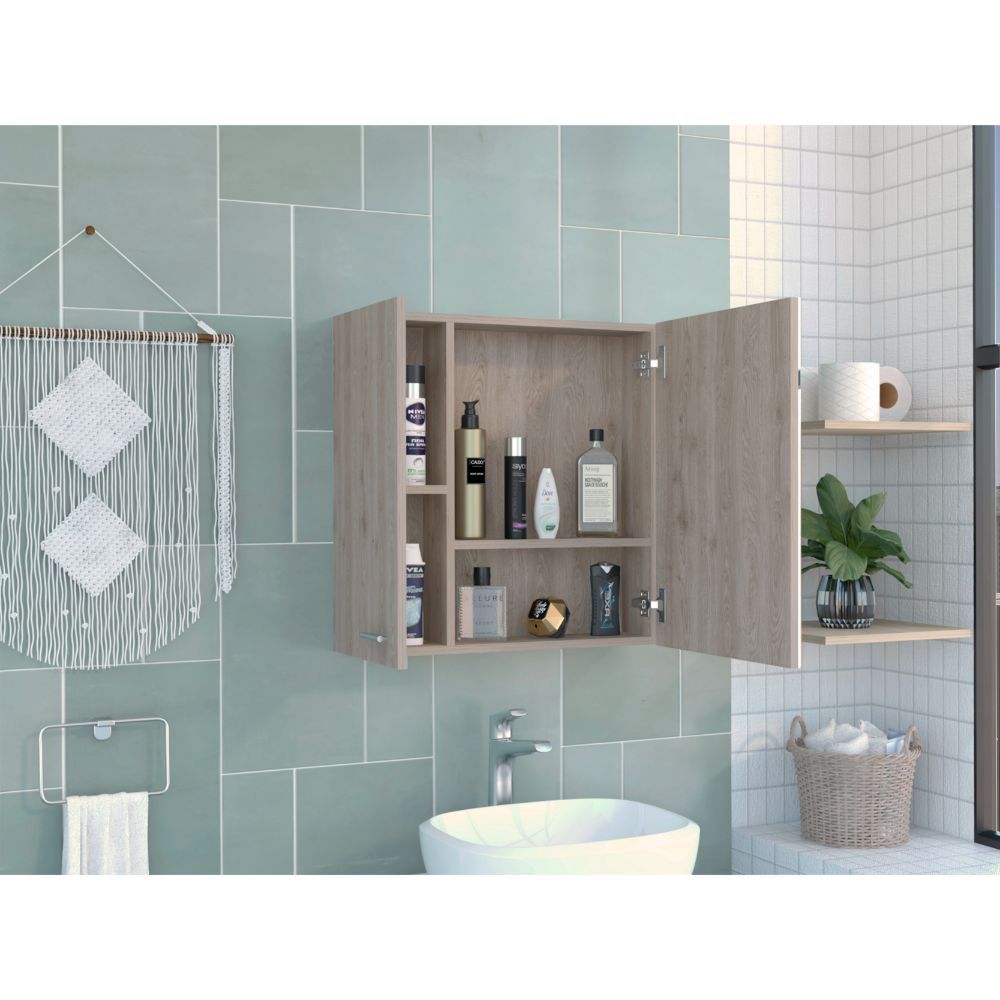 Medicine Cabinet Prague, Four Internal Shelves, Single Door, Light Gray Finish image 7