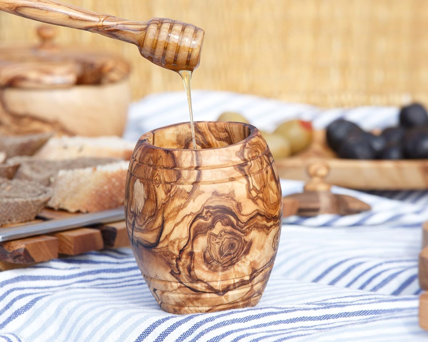 Mediterranean Olive Wood Ultimate Kitchen Collection - 25-Piece Luxury Handcrafted Cooking, Dining and Serving Accessori image 3