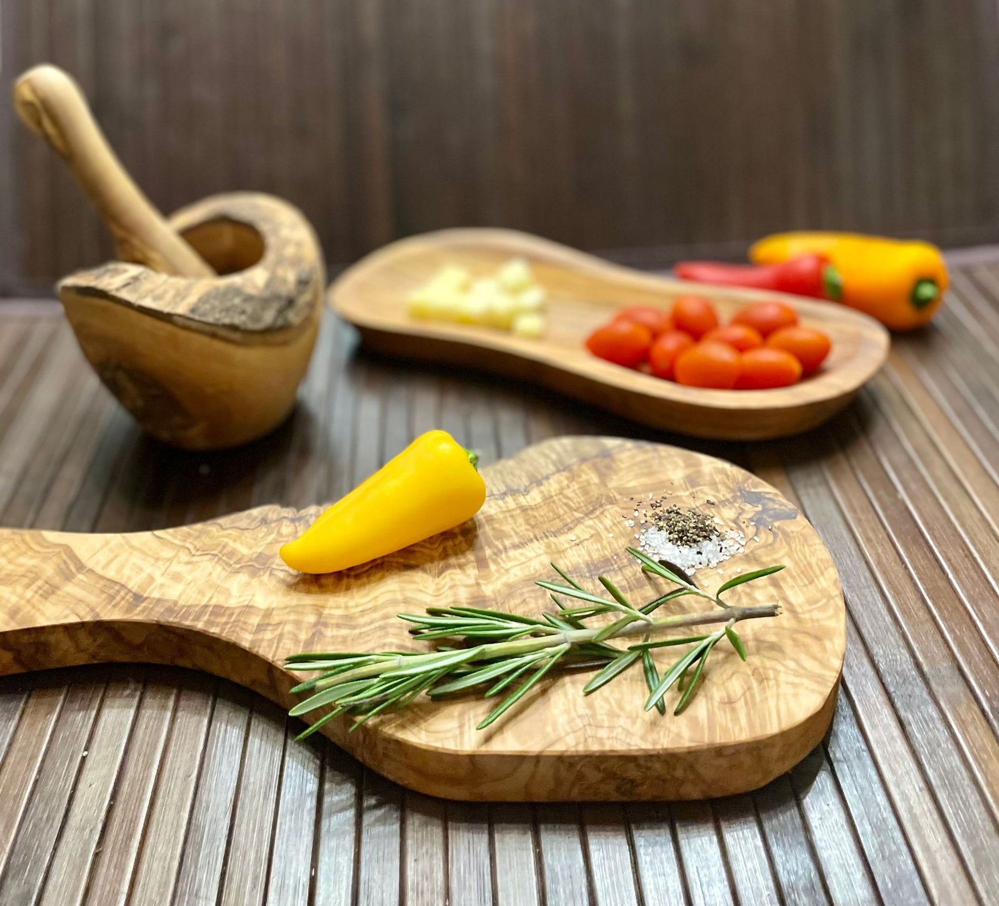Mediterranean Olive Wood Ultimate Kitchen Collection - 25-Piece Luxury Handcrafted Cooking, Dining and Serving Accessori image 2
