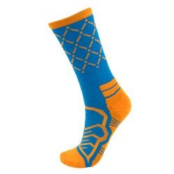 Medium Basketball Compression Socks in Blue and Orange - Front View
