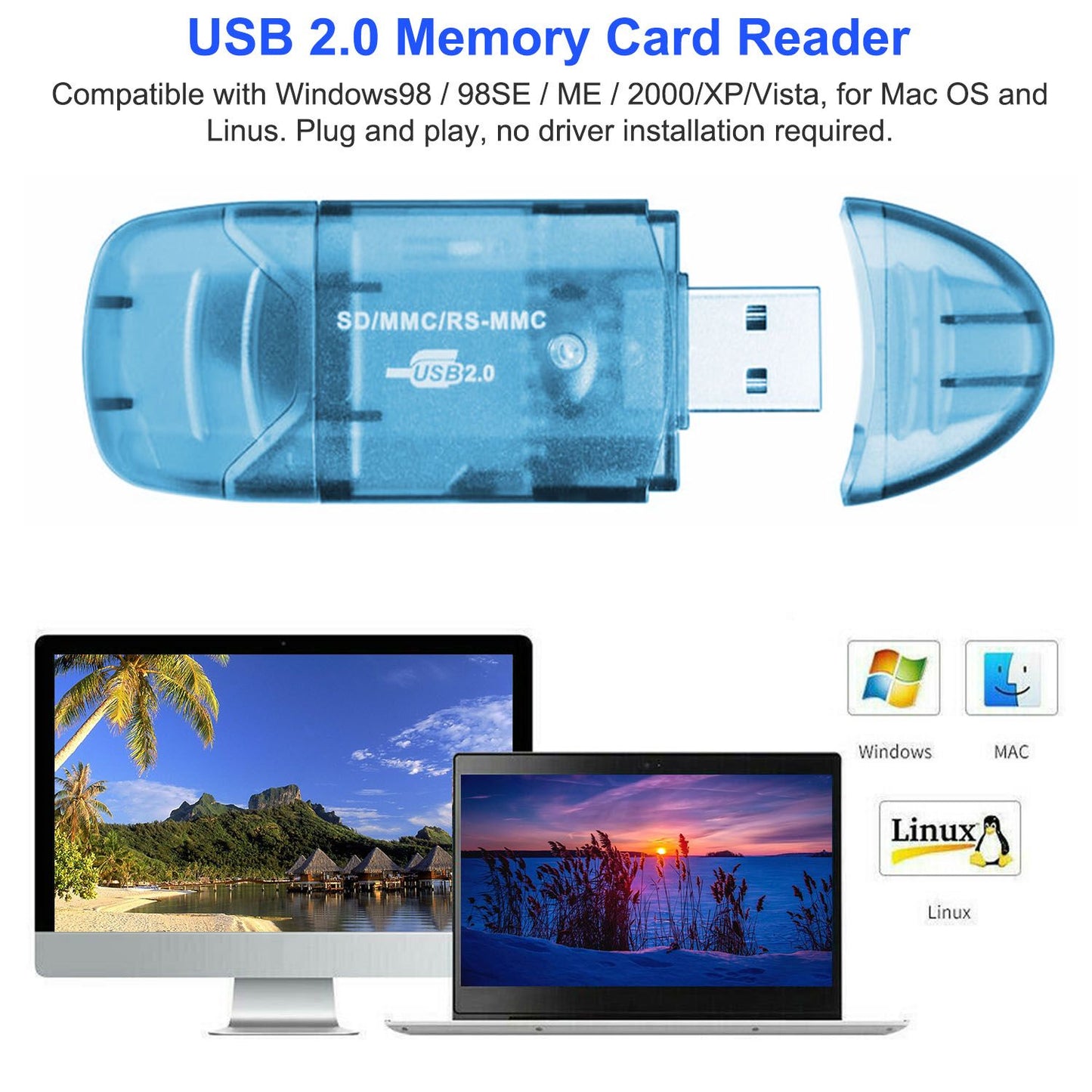 Memory Card Reader USB 2.0 480Mbps High Speed Card Reader Adapter for SD Card image 5