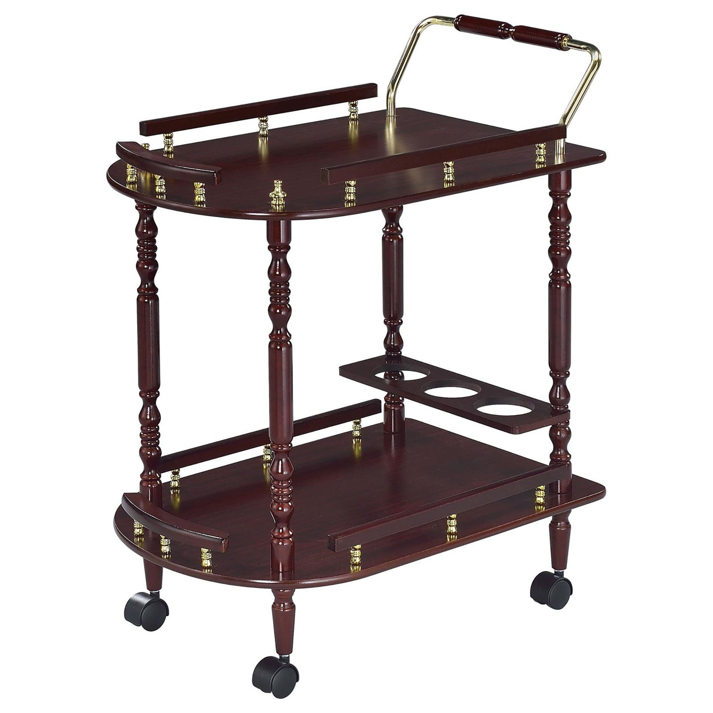 Merlot and Brass 2-shelf Serving Cart image 3