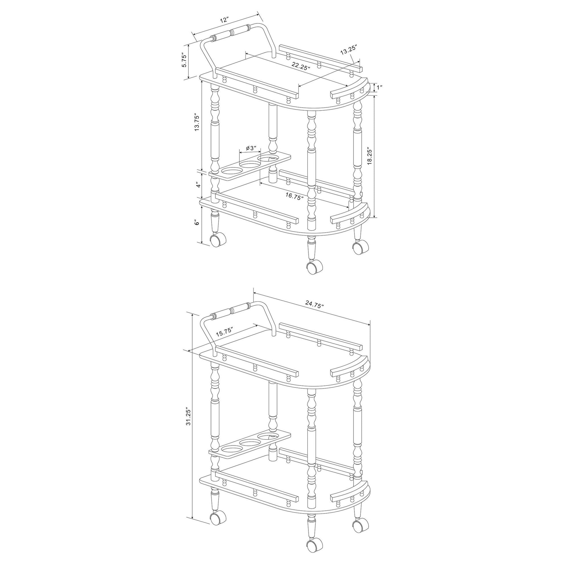 Merlot and Brass 2-shelf Serving Cart image 9