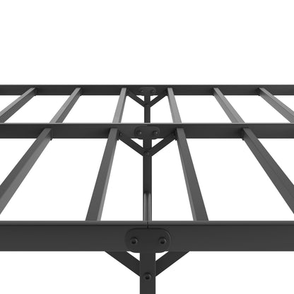 Side view of queen metal platform bed frame showing sturdy construction