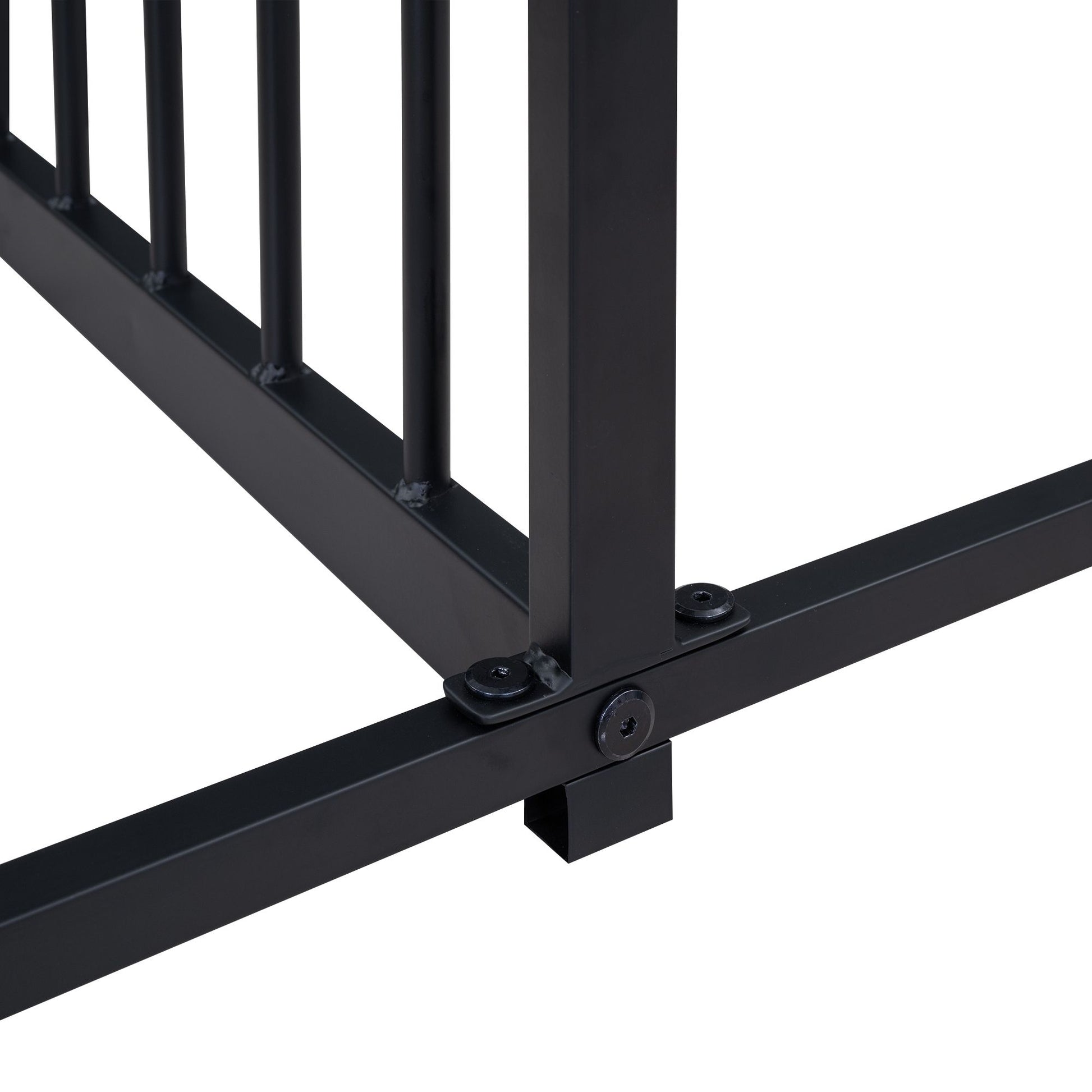 Metal Twin Size House Platform Beds, Two Shared Beds, Black image 13