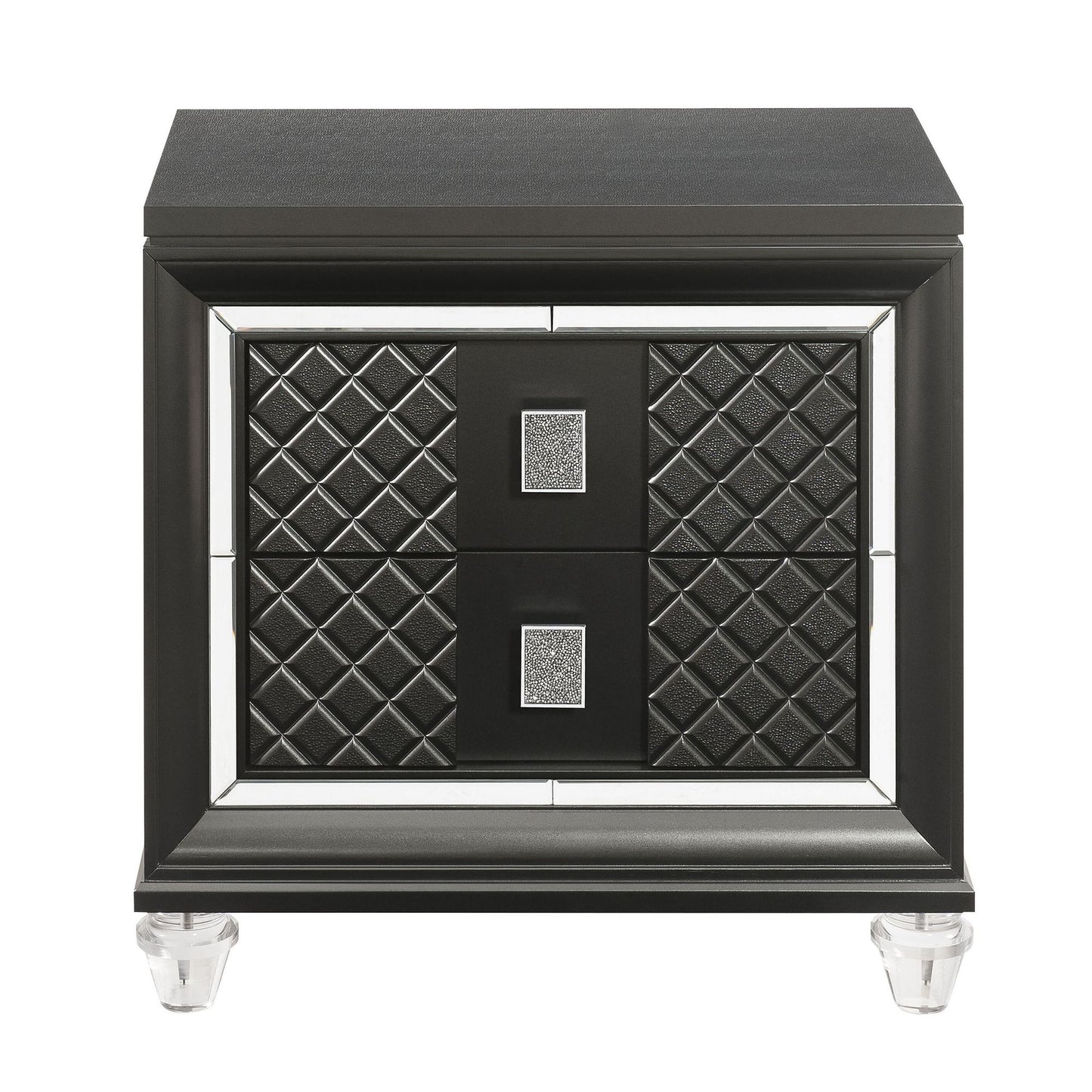 Metallic Grey 2-drawer Nightstand image 2
