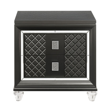 Metallic Grey 2-drawer Nightstand image 2