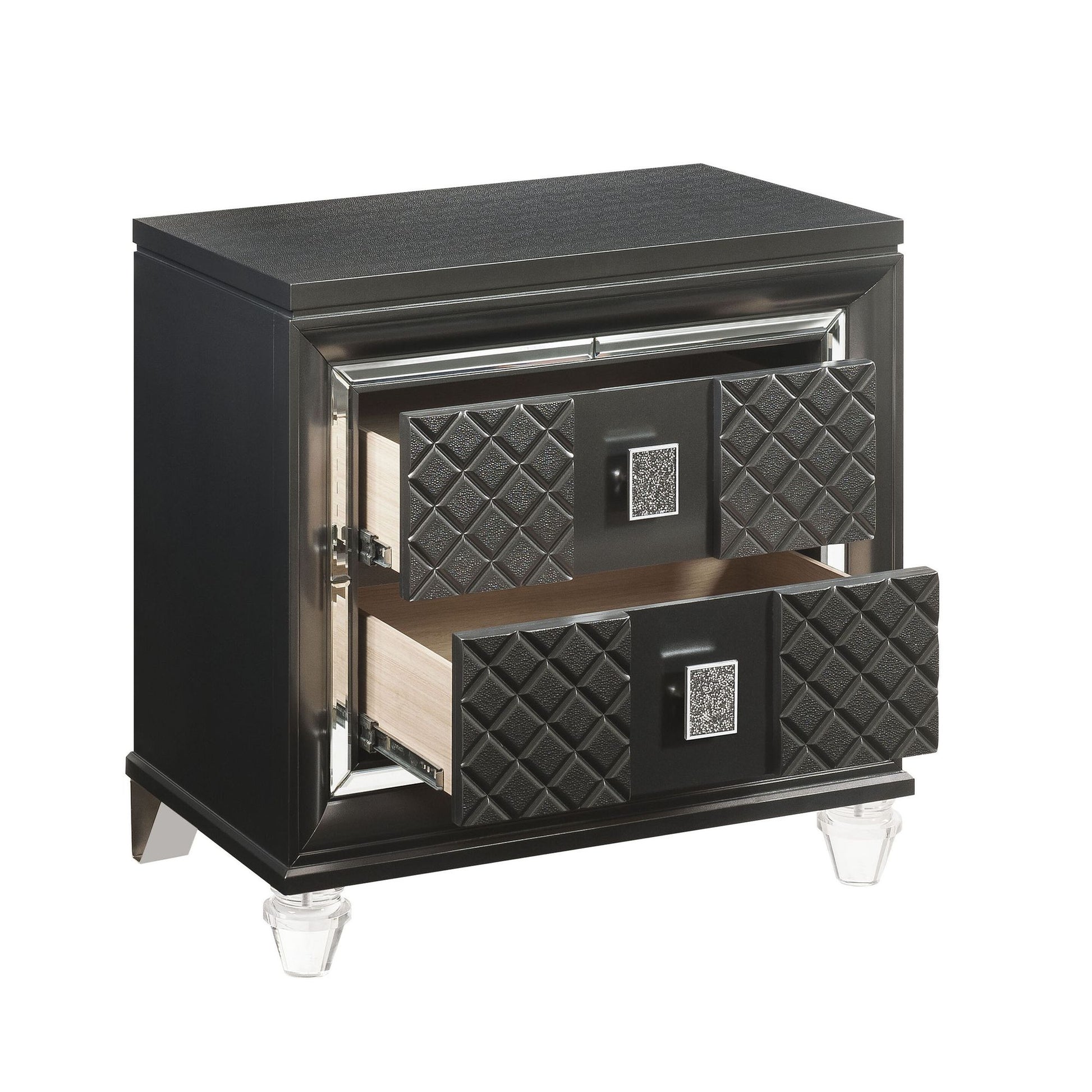 Metallic Grey 2-drawer Nightstand image 3