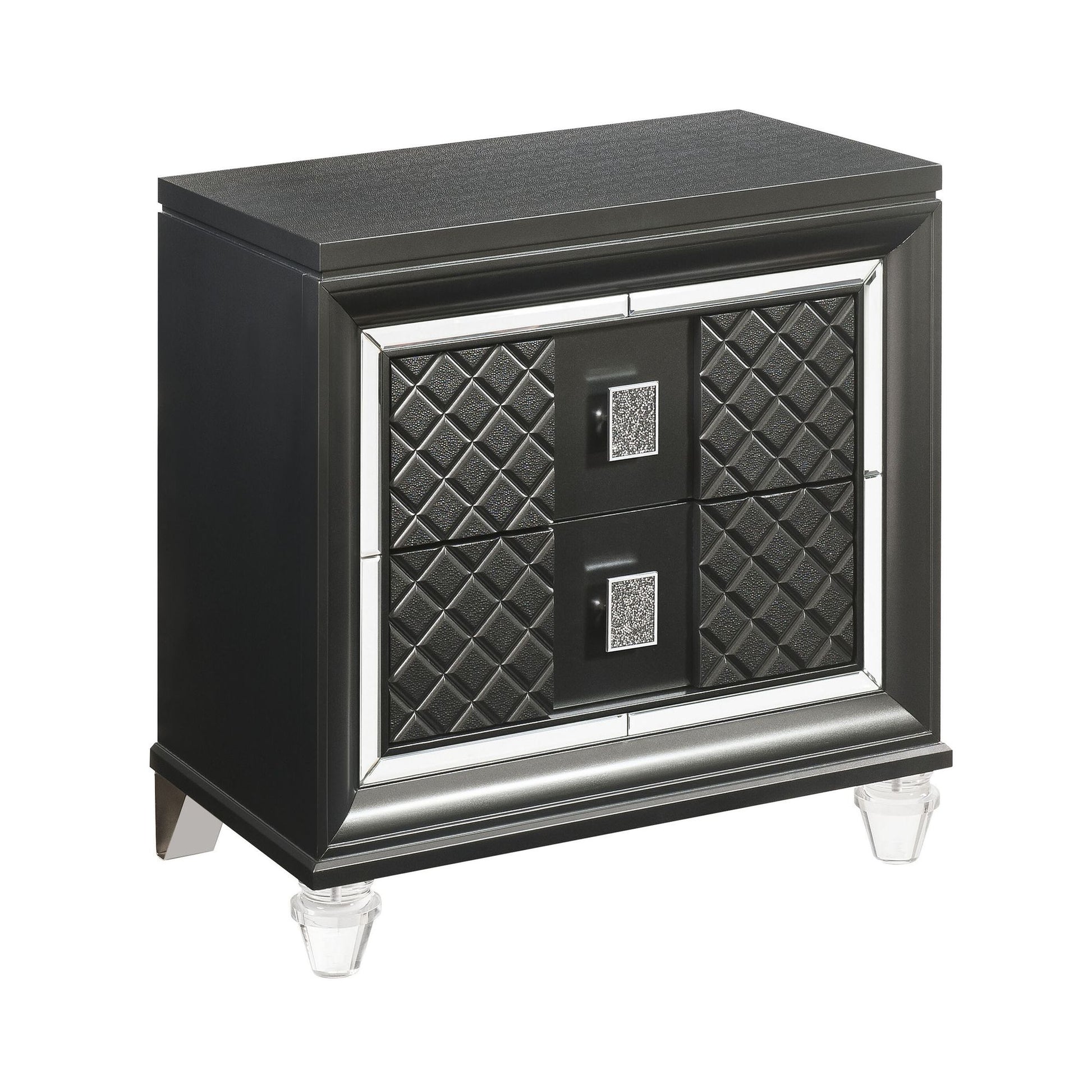 Metallic Grey 2-drawer Nightstand image 1