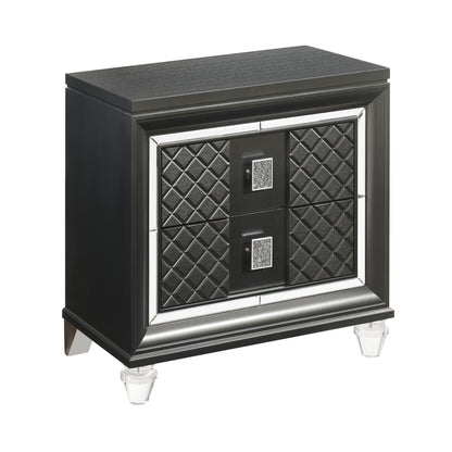 Metallic Grey 2-drawer Nightstand image 1