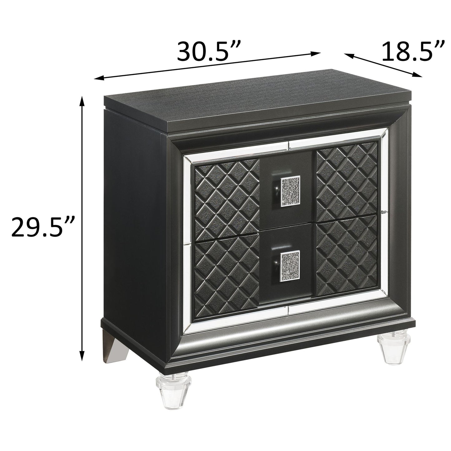 Metallic Grey 2-drawer Nightstand image 7