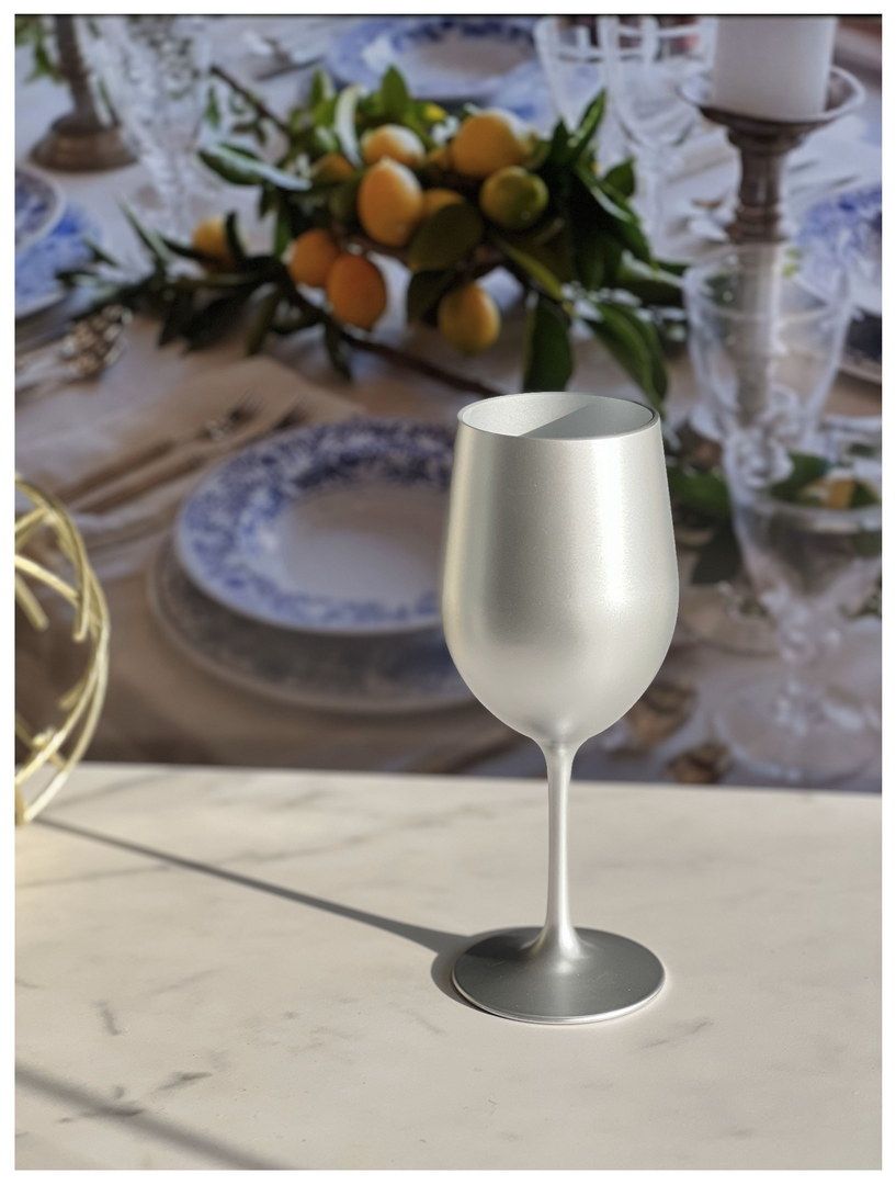Metallic Silver Color Plastic Wine Glasses Set of 4 (12oz), BPA Free Acrylic Wine Glass Set, Unbreakable Red Wine Glasse image 3
