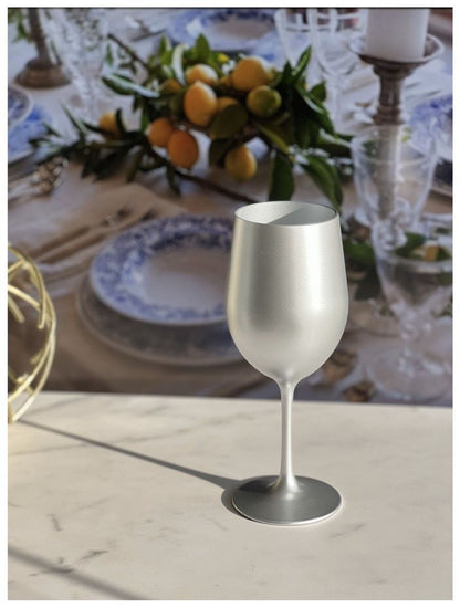 Metallic Silver Color Plastic Wine Glasses Set of 4 (12oz), BPA Free Acrylic Wine Glass Set, Unbreakable Red Wine Glasse image 3