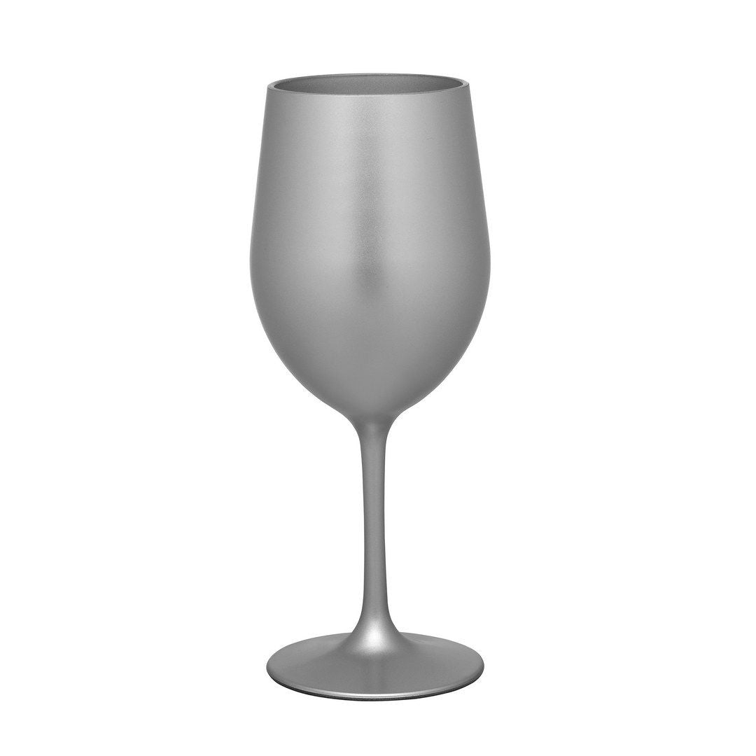 Metallic Silver Color Plastic Wine Glasses Set of 4 (12oz), BPA Free Acrylic Wine Glass Set, Unbreakable Red Wine Glasse image 1