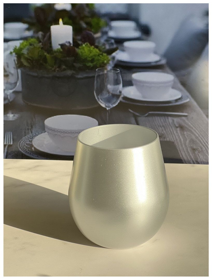 Metallic Silver Color Plastic Wine Glasses Set of 4 (18oz), BPA Free Acrylic Wine Glass Set, Unbreakable Red Wine Glasse image 3