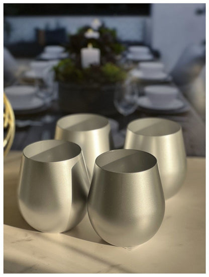 Metallic Silver Color Plastic Wine Glasses Set of 4 (18oz), BPA Free Acrylic Wine Glass Set, Unbreakable Red Wine Glasse image 5