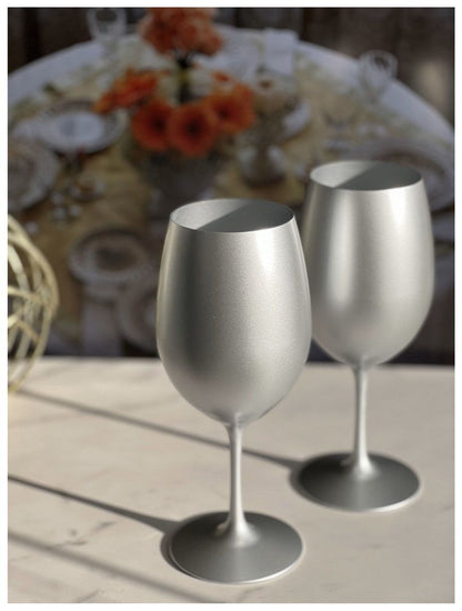 Metallic Silver Color Plastic Wine Glasses Set of 4 (20oz), BPA Free Acrylic Wine Glass Set, Unbreakable Red Wine Glasse image 4