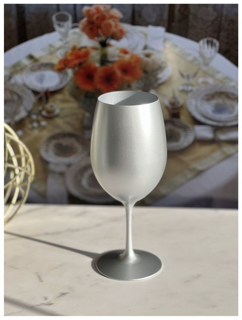Metallic Silver Color Plastic Wine Glasses Set of 4 (20oz), BPA Free Acrylic Wine Glass Set, Unbreakable Red Wine Glasse image 3
