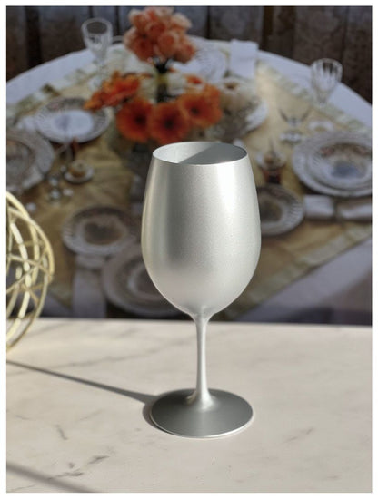 Metallic Silver Color Plastic Wine Glasses Set of 4 (20oz), BPA Free Acrylic Wine Glass Set, Unbreakable Red Wine Glasse image 3