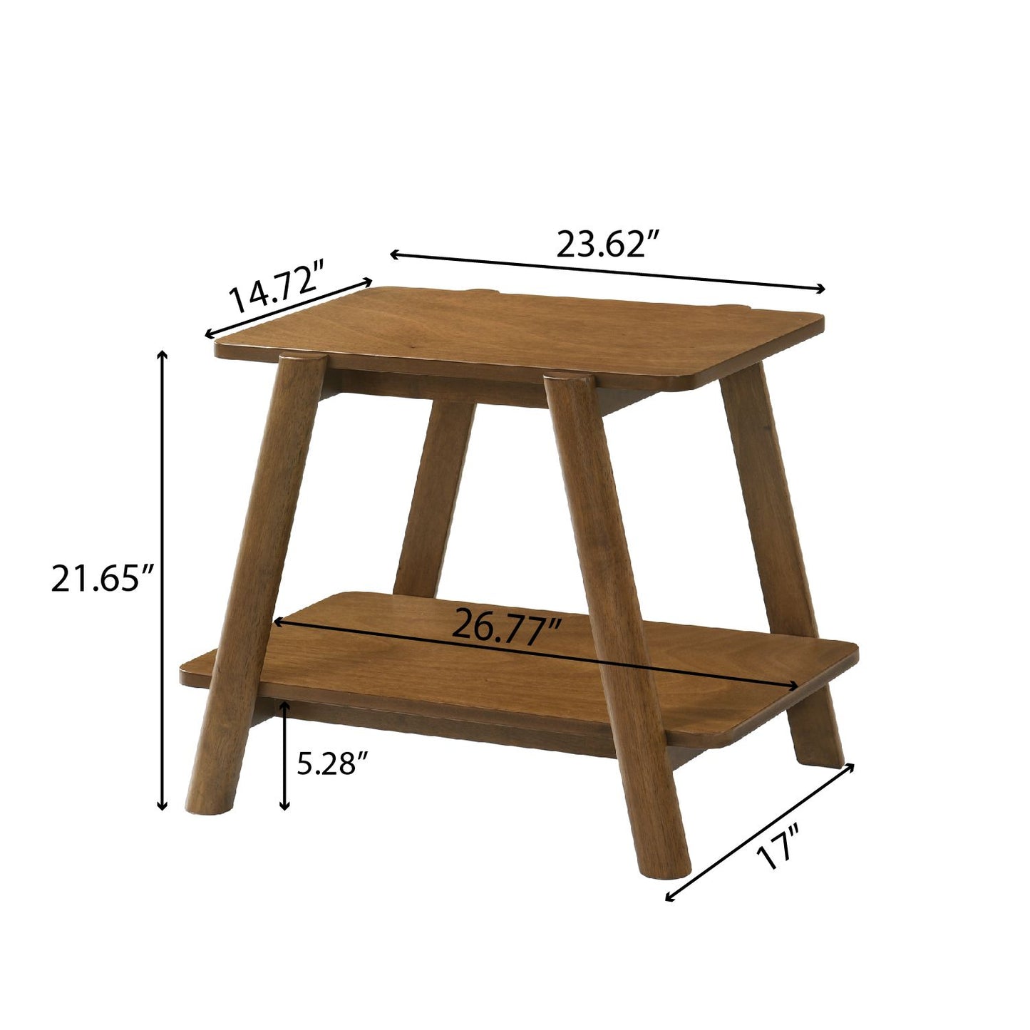 Metz Mid-Century Modern Wood Shelf End Table, Walnut Finish image 5