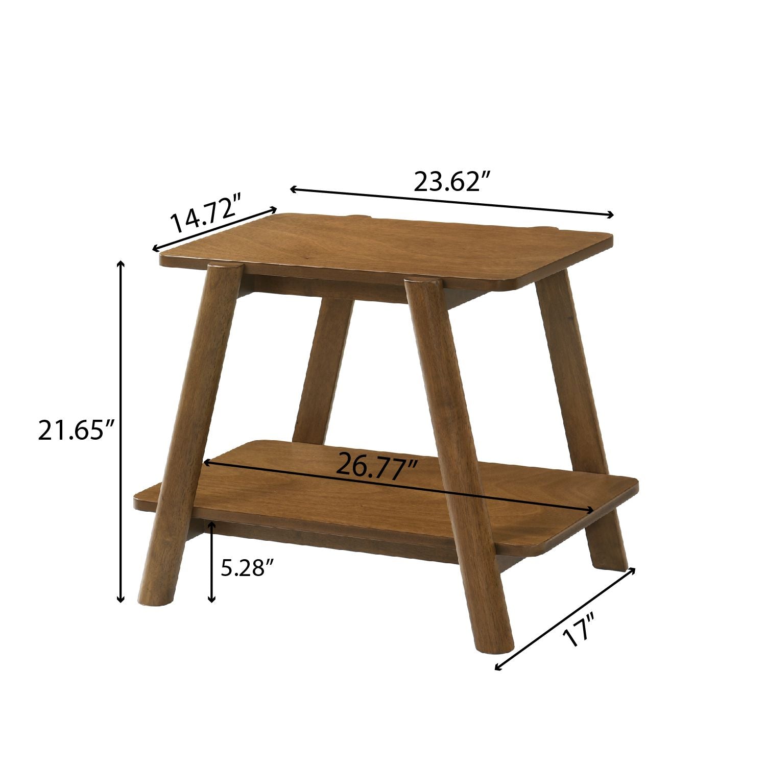 Metz Mid-Century Modern Wood Shelf End Table, Walnut Finish image 5