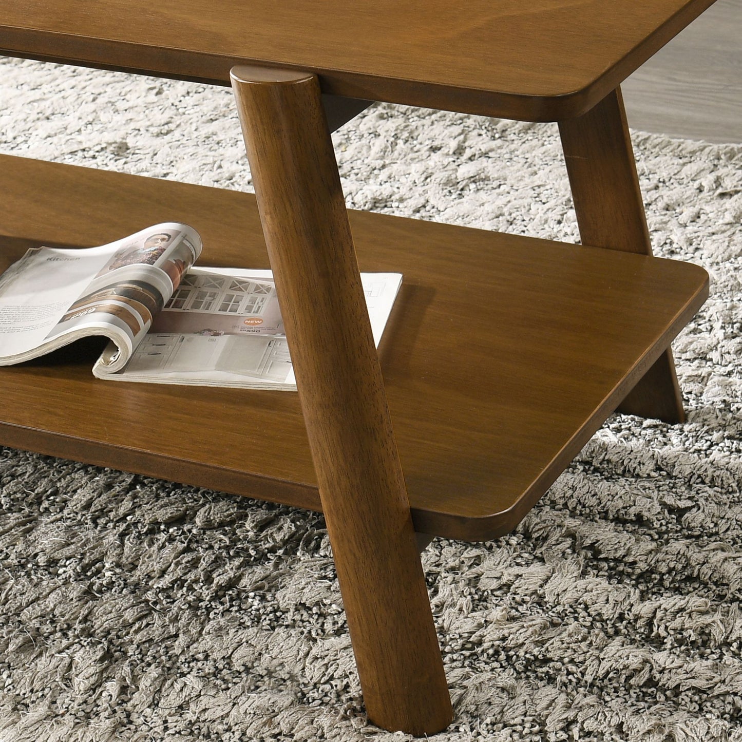 Metz Mid-Century Modern Wood Shelf End Table, Walnut Finish image 3