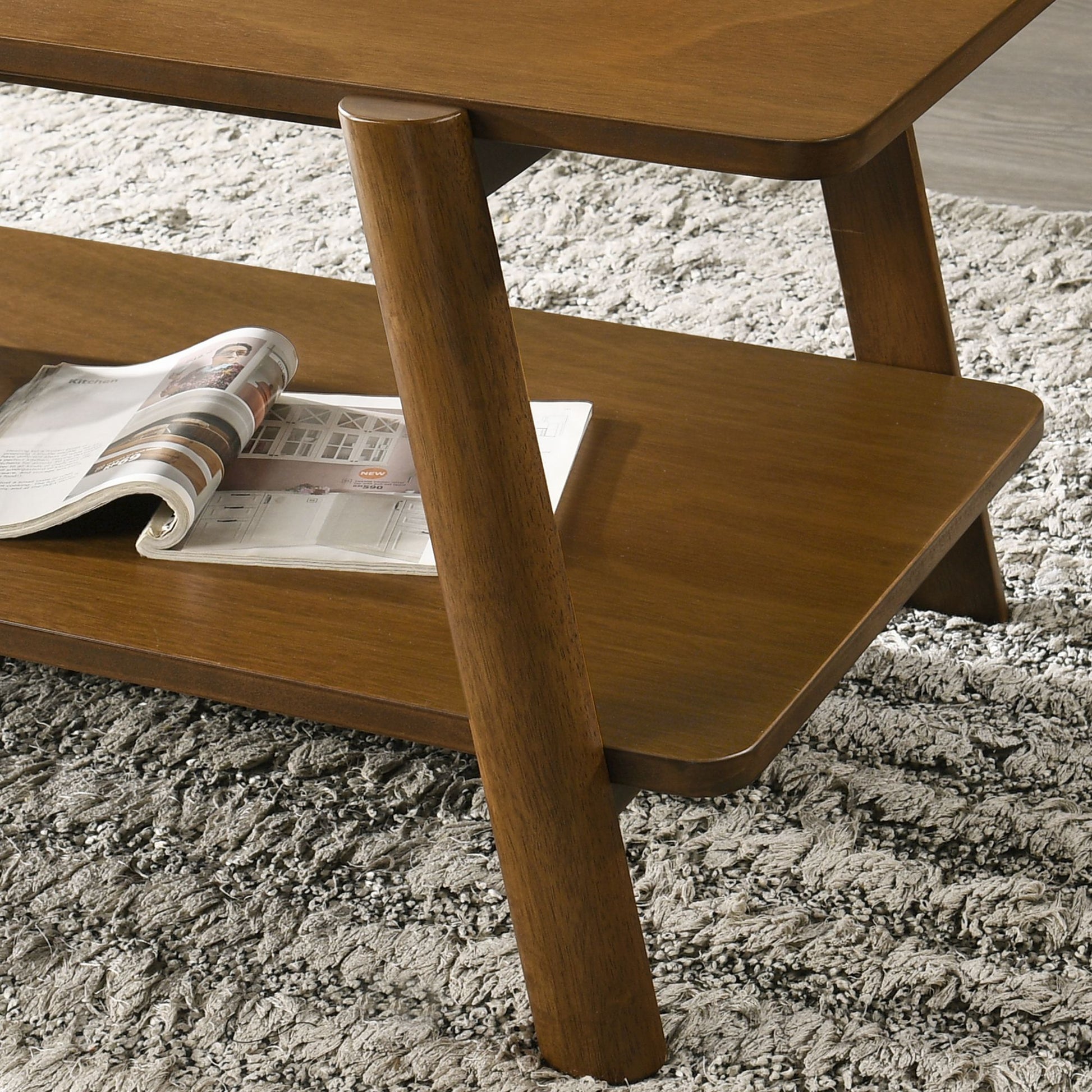 Metz Mid-Century Modern Wood Shelf End Table, Walnut Finish image 3