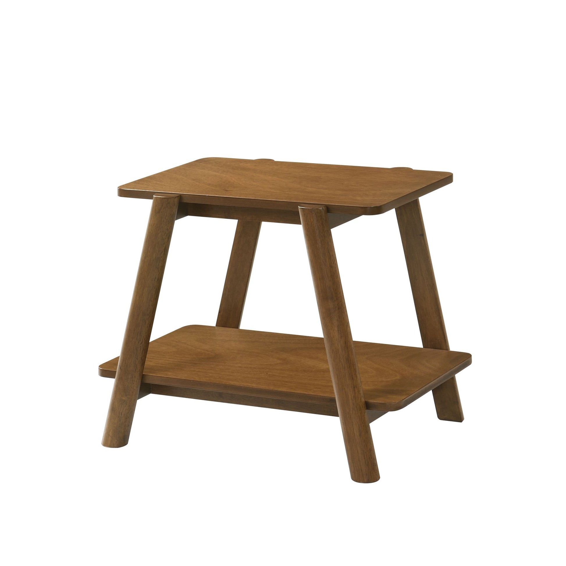 Metz Mid-Century Modern Wood Shelf End Table, Walnut Finish image 2