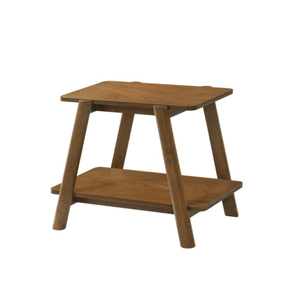 Metz Mid-Century Modern Wood Shelf End Table, Walnut Finish image 2