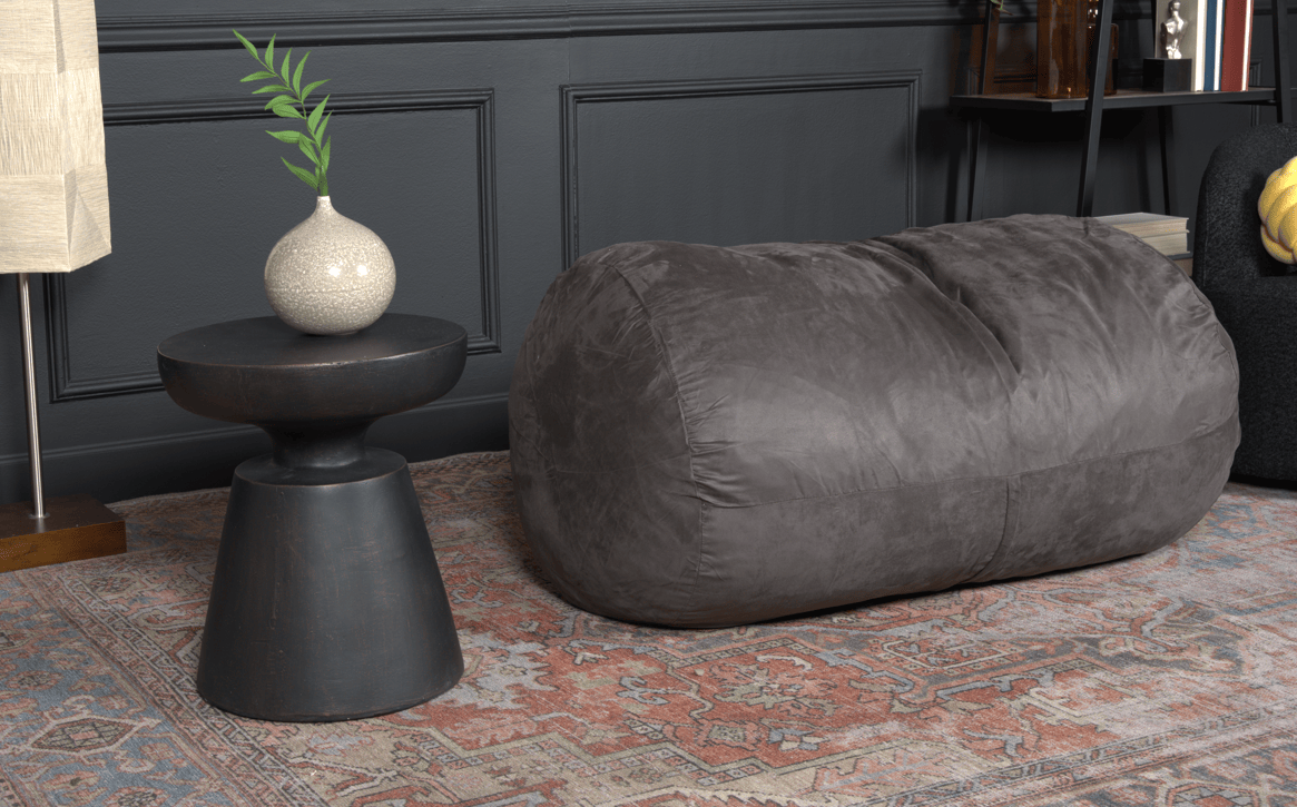 Michael 4 Foot Cylindrical Suede Bean Bag, Charcoal image 3