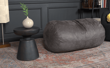 Michael 4 Foot Cylindrical Suede Bean Bag, Charcoal image 3