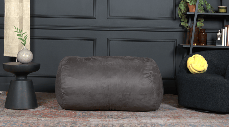 Michael 4 Foot Cylindrical Suede Bean Bag, Charcoal image 1