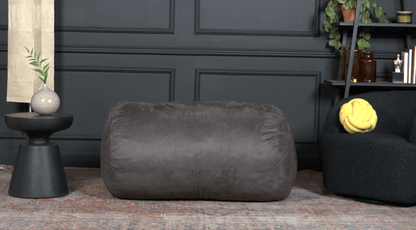 Michael 4 Foot Cylindrical Suede Bean Bag, Charcoal image 1