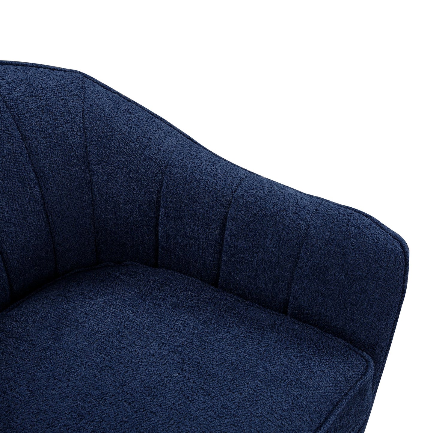 Mid-Century Modern Accent Chair 1pc Blue Chenille Fabric Upholstered Channel Stitched Back Brown Legs Solid Wood Furnitu image 4