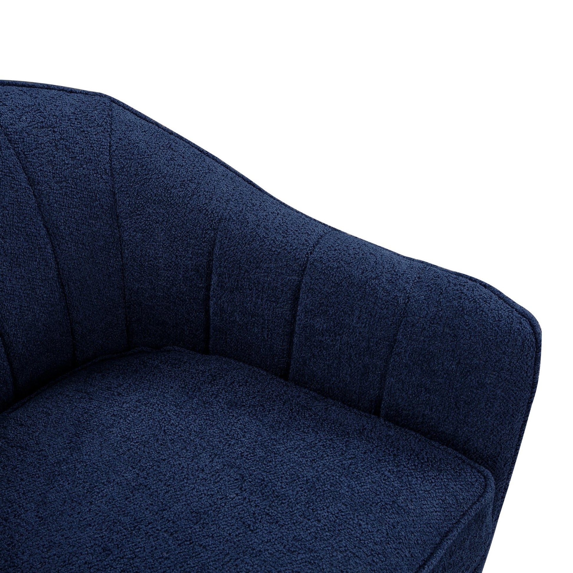 Mid-Century Modern Accent Chair 1pc Blue Chenille Fabric Upholstered Channel Stitched Back Brown Legs Solid Wood Furnitu image 4