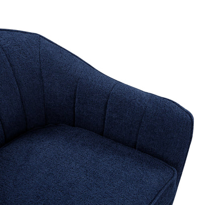 Mid-Century Modern Accent Chair 1pc Blue Chenille Fabric Upholstered Channel Stitched Back Brown Legs Solid Wood Furnitu image 4