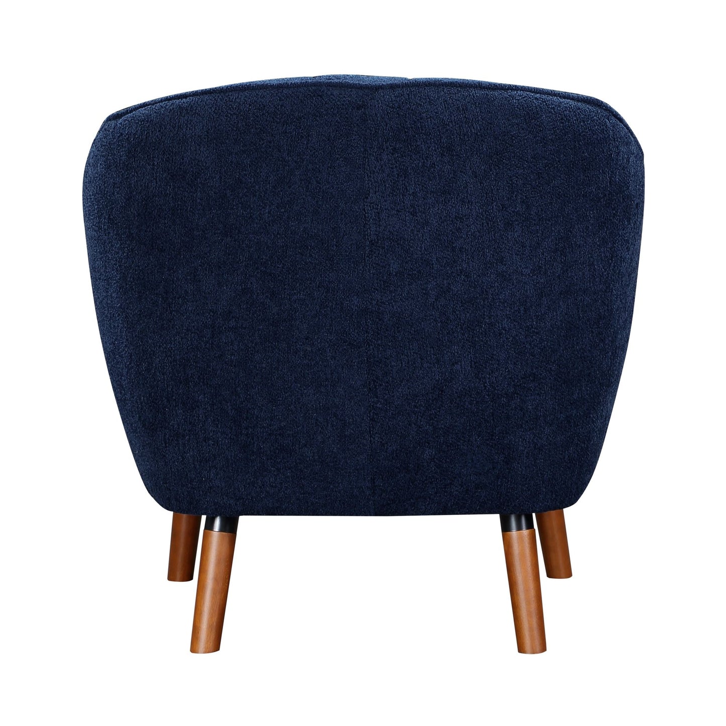 Mid-Century Modern Accent Chair 1pc Blue Chenille Fabric Upholstered Channel Stitched Back Brown Legs Solid Wood Furnitu image 6