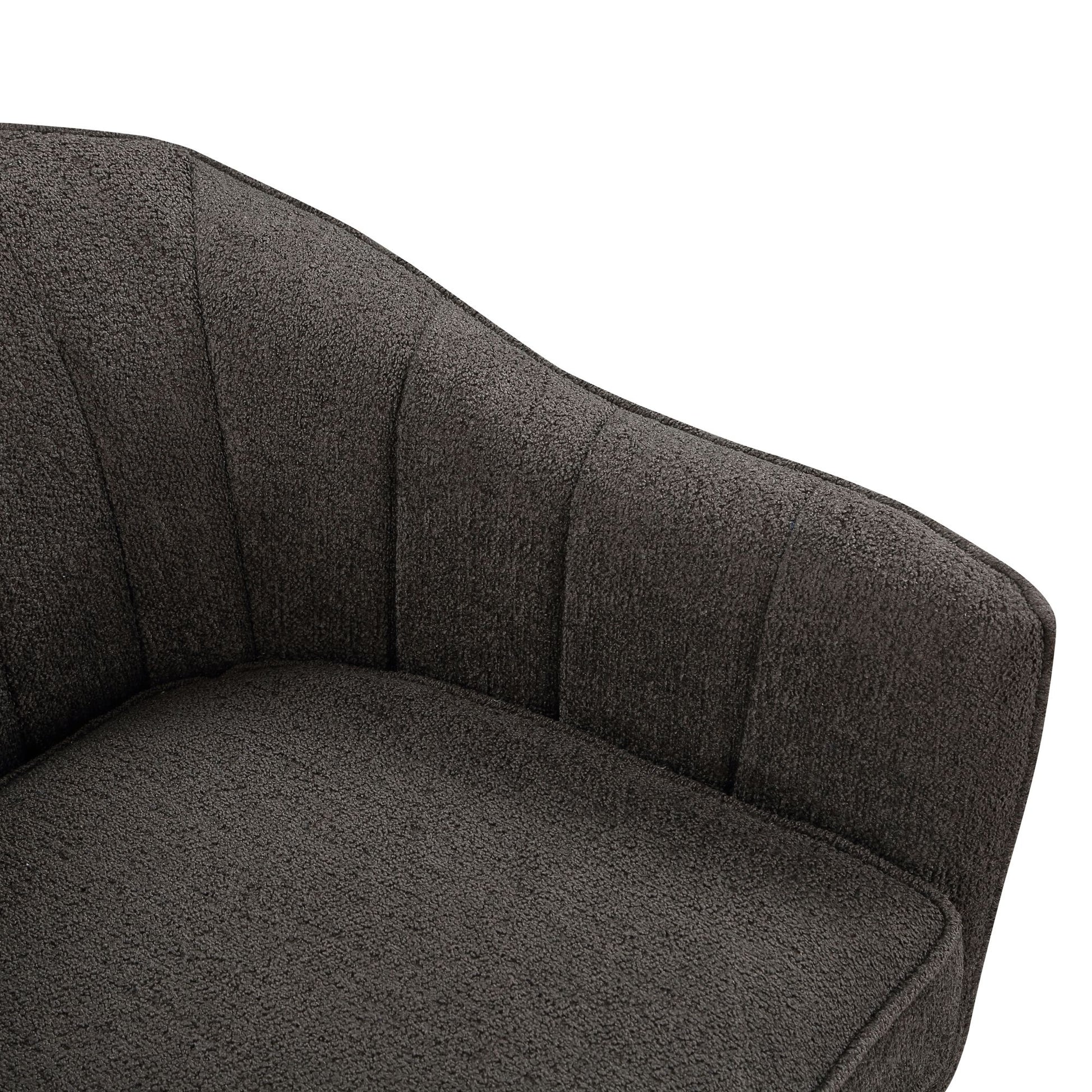 Mid-Century Modern Accent Chair 1pc Charcoal Hued Chenille Fabric Upholstered Channel Stitched Back Brown Legs Solid Woo image 4