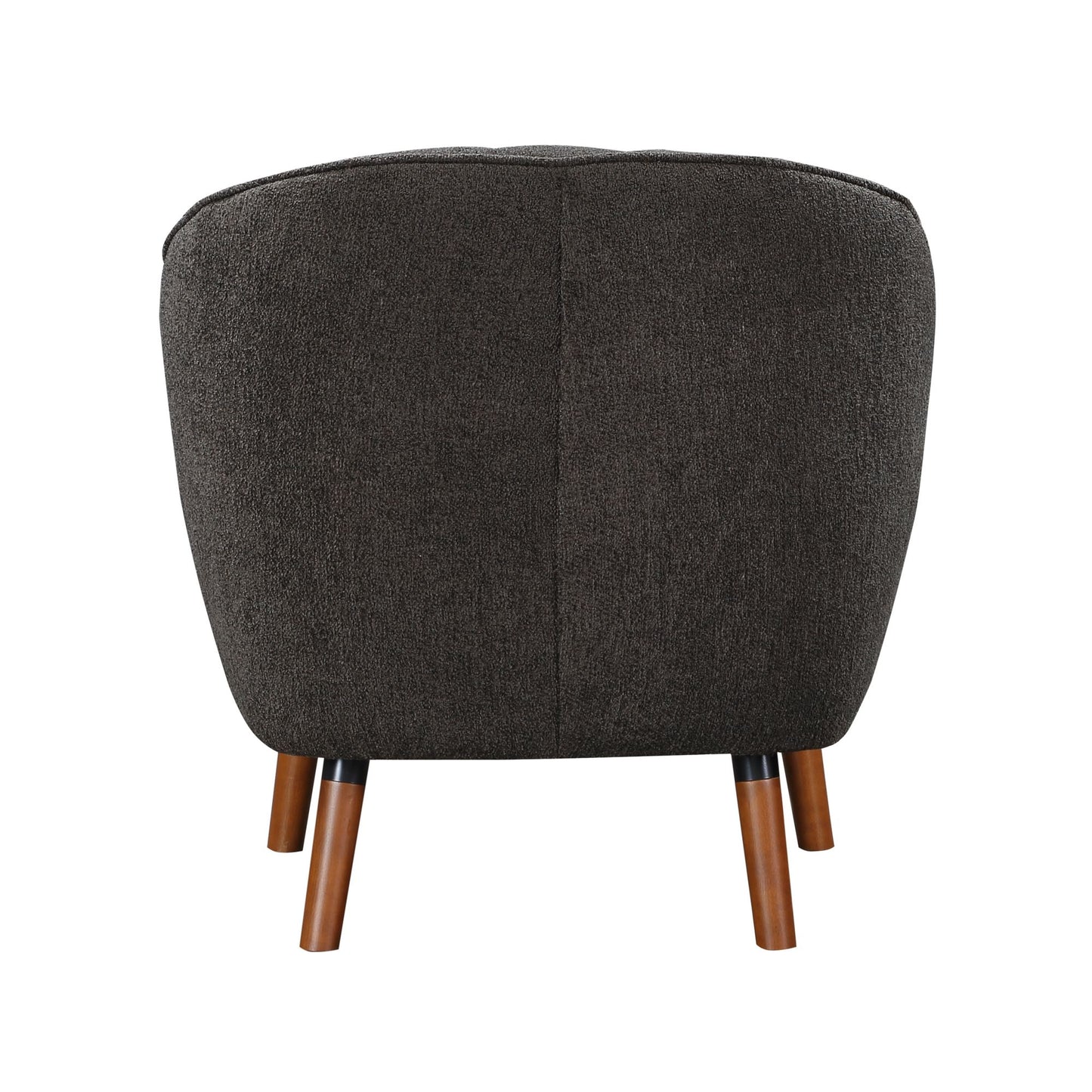 Mid-Century Modern Accent Chair 1pc Charcoal Hued Chenille Fabric Upholstered Channel Stitched Back Brown Legs Solid Woo image 6