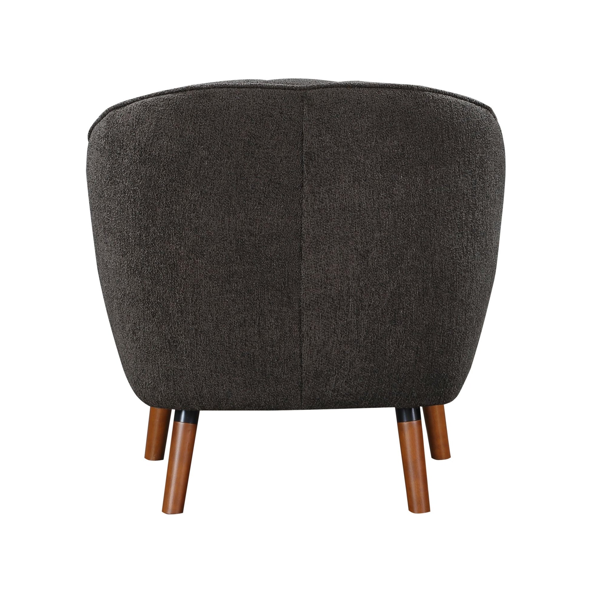 Mid-Century Modern Accent Chair 1pc Charcoal Hued Chenille Fabric Upholstered Channel Stitched Back Brown Legs Solid Woo image 6