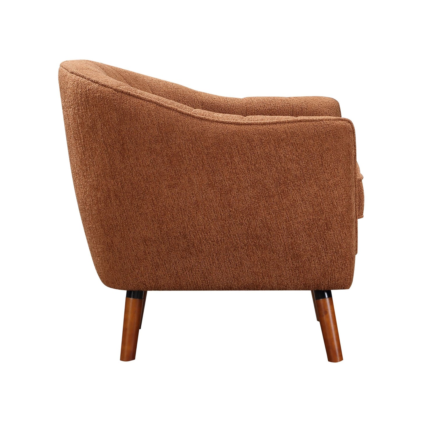 Mid-Century Modern Accent Chair 1pc Rust-hued Chenille Fabric Upholstered Channel Stitched Back Brown Legs Solid Wood Fu image 5