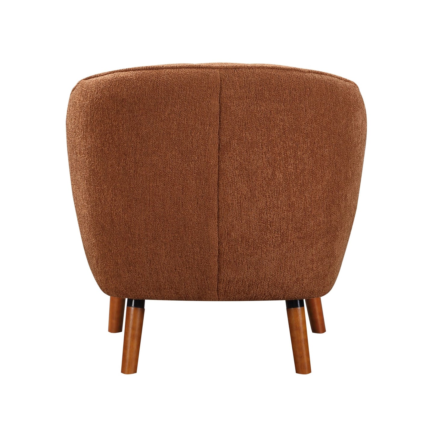 Mid-Century Modern Accent Chair 1pc Rust-hued Chenille Fabric Upholstered Channel Stitched Back Brown Legs Solid Wood Fu image 6